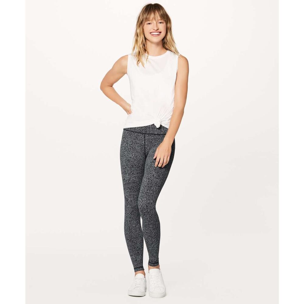 Lululemon Wunder Under Hi-Rise Tight 28" Size 2 Black & White